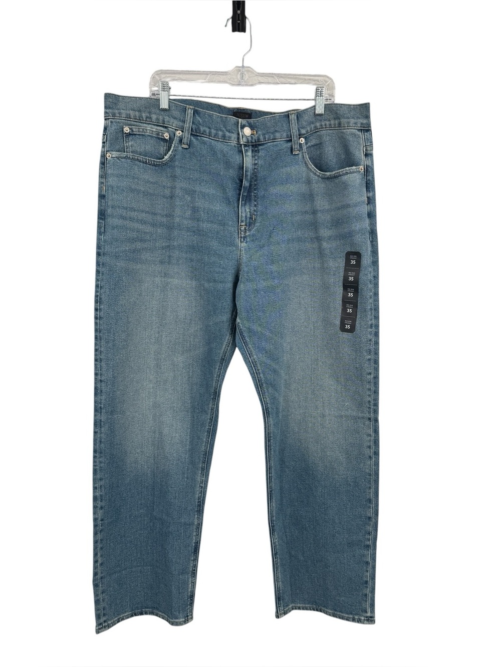 J. Crew Factory Mid-Rise Straight Jean In All Day Stretch Sz 35 Bright Cyan Wash